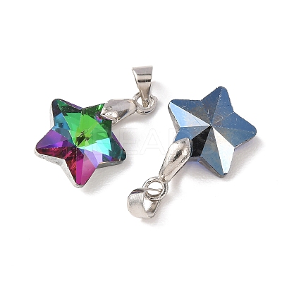 9Pcs Glass Beads Pendants PALLOY-JF03024-1