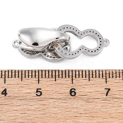 Brass Clear Cubic Zirconia Fold Over Clasps KK-Z078-40P-1