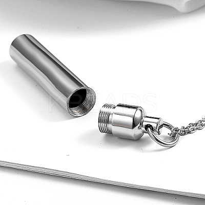 Non-Tarnish 304 Stainless Steel Column Pendant Necklaces UG4628-1-1
