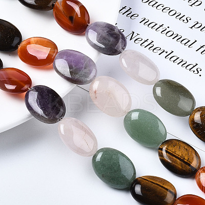 Natural Green Aventurine & Rose Quartz & Red Agate & Tiger Eye & Amethyst Beads Strands X-G-S364-095-1
