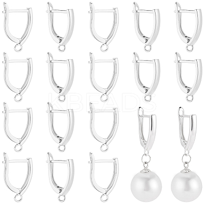 20Pcs Rack Plating Eco-friendly Brass Hoop Earring Findings with Latch Back Closure KK-BBC0027-50S-1