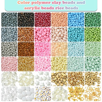 DIY Glass Seed & CCB Plastic & Imitation Pearl Beads Jewelry Making Findings Kits DIY-FS0008-15-1