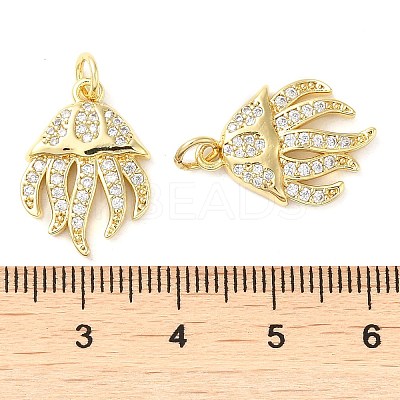 Rack Plating Brass Micro Pave Clear Cubic Zirconia Pendants KK-M260-02G-1