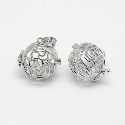 Brass Cage Pendants KK-G323-35A-P-NR-1