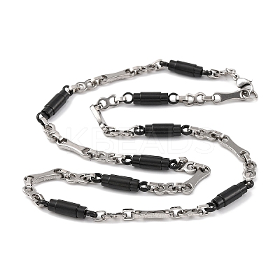 201 Stainless Steel Column Links Chain Necklace NJEW-F222-38EBP-04-1