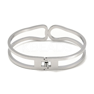 Non-Tarnish 304 Stainless Steel Hollow Hinged Bangles BJEW-Q348-01P-1