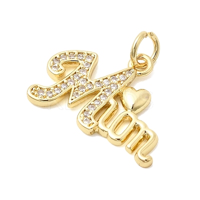 Brass Pave Clear Cubic Zirconia Pendants KK-G554-19G-1