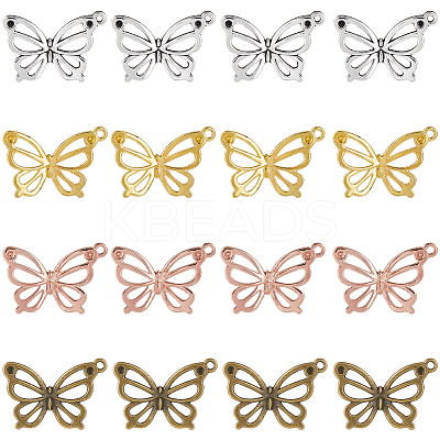 64Pcs 4 Colors Tibetan Style Alloy Hollow Pendants FIND-SC0014-41-1