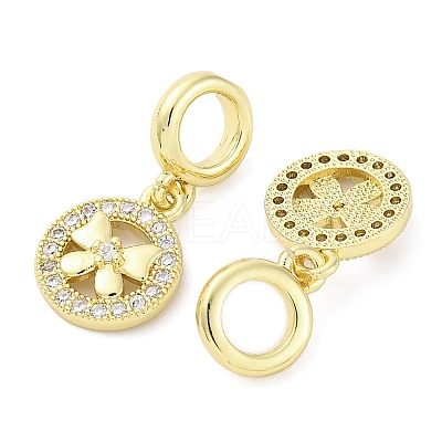 Brass Micro Pave Cubic Zirconia European Dangle Charms KK-D325-56G-1
