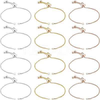 12Pcs 3 Colors Brass Box Chain Slider Bracelet Making KK-NB0001-79-1