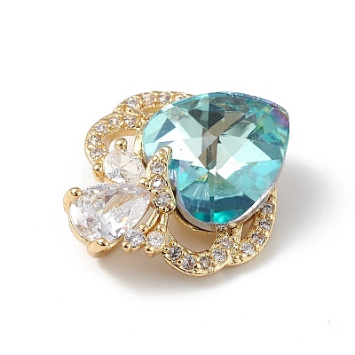 Real 18K Gold Plated Rack Plating Brass Micro Pave Clear Cubic Zirconia Pendants KK-C015-11G-03-1