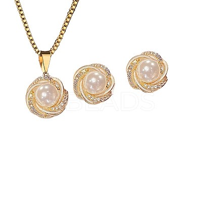Alloy Rhinestone Pendant Necklace & Stud Earring Sets for Women FS-WGAF6CC-02-1