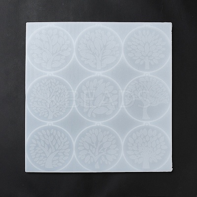 Flat Round with Tree of Life Pendant Silicone Molds DIY-L071-04-1