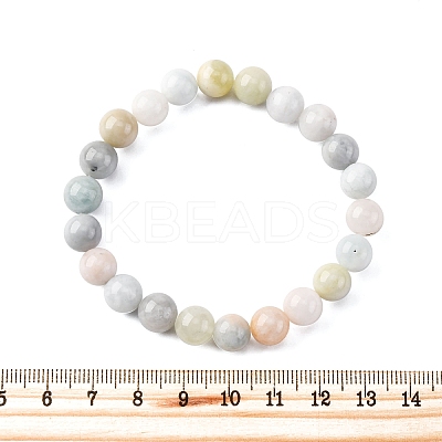 Natural Morganite Round Beaded Stretch Bracelets for Men Women BJEW-G743-01H-01-1