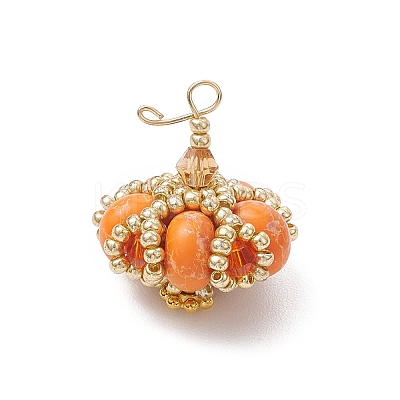 Handmade Glass Seed Beaded & Synthetic Dyed Imperial Jasper Beads Pendants PALLOY-MZ00770-1