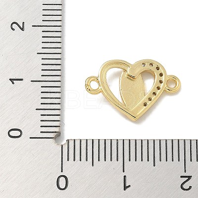 Rack Plating Brass Micro Pave Clear Cubic Zirconia Religion Heart Virgin Mary Connector Charms KK-L224-099G-02-1