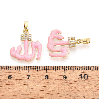 Brass Micro Pave Cubic Zirconia Enamel Pendants X-KK-L231-06G-01-1