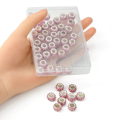 50Pcs Polymer Clay Rhinestone European Large Hole Beads FPDL-YW0001-01A-1