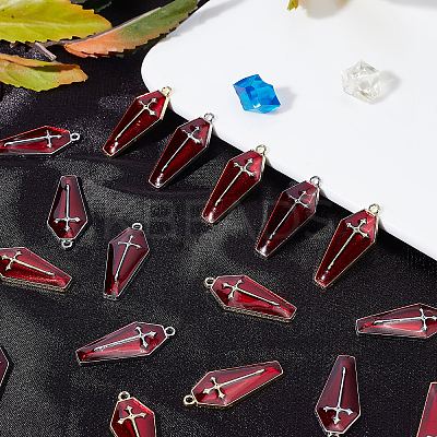 30Pcs 2 Colors Halloween Theme Alloy Enamel Pendants FIND-SC0002-93-1