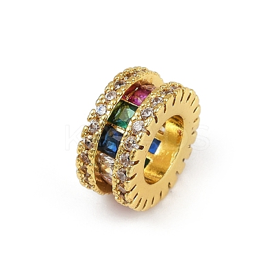 Brass Cubic Zirconia European Beads KK-L236-10G-1