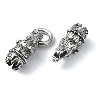 Tibetan Style 304 Stainless Steel Spring Gate Rings FIND-Z046-03AS-03-1