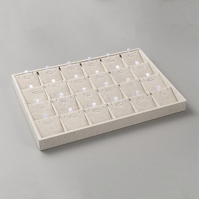 Linen Jewelry Pendant Necklace Storage Box with 24 Compartments AJEW-WH20008-12-1