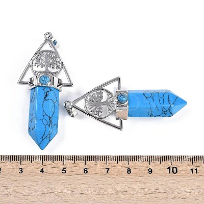Dyed Synthetic Turquoise Faceted Pointed Bullet Big Pendants G-H076-02P-07-1