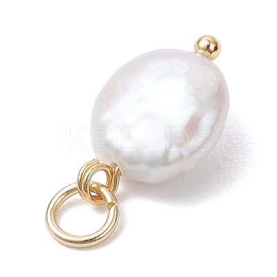 Natural Baroque Keshi Pearl Flat Round Charms with Brass and 304 Stainless Steel Findings PALLOY-JF04915-1