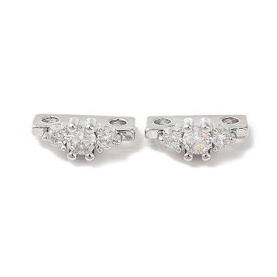 Brass Micro Pave Clear Cubic Zirconia Slide Charms KK-P239-16P-1