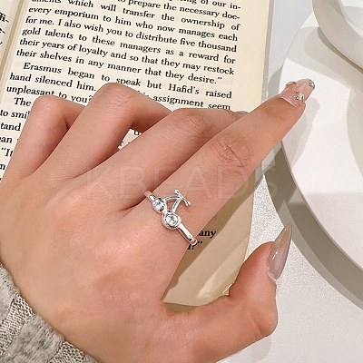 925 Sterling Silver Adjustable Finger Rings for Women RJEW-P157-01S-1