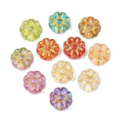 Baking Paint and Golden Metal Enlaced Glass Beads DGLA-T004-18M-1