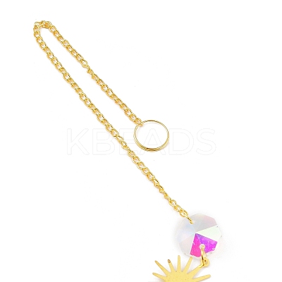 Glass Teardrop Big Pendant Decorations HJEW-M005-05D-G-1