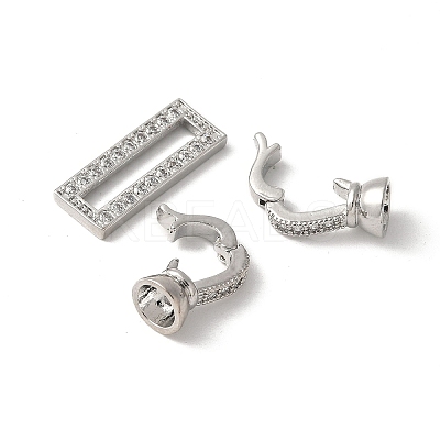 Brass Pave Clear Cubic Zirconia Fold Over Clasps KK-M320-14P-1