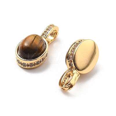 Brass Tiger Eye Pendants KK-B129-10G-1