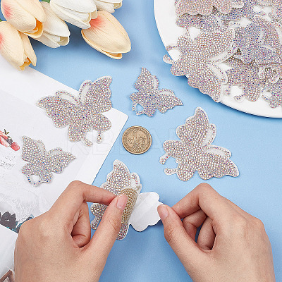 16Pcs 2 Style Butterfly Resin Rhinestone Stickers DIY-CP0008-77-1