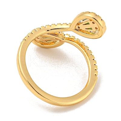 Brass with Cubic Zirconia Open Cuff Rings RJEW-B052-11G-1
