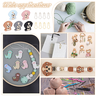 DIY Dog Silicone Beads Knitting Needle Protectors/Knitting Needle Stoppers with Stitch Markerss IFIN-NB0001-56-1