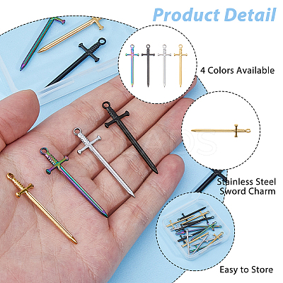 20Pcs 4 Colors 201 Stainless Steel Pendants STAS-HS0001-29-1