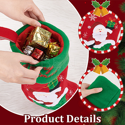 4Pcs 4 Style Cloth Christmas Stocking Hanging Decoration AJEW-WR0001-76-1