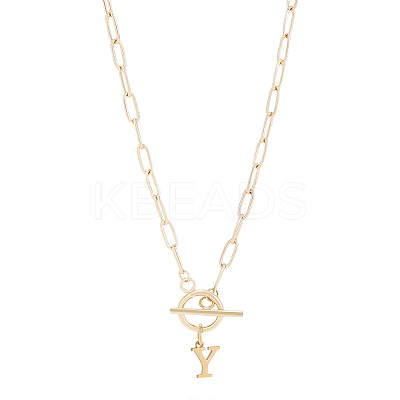 304 Stainless Steel Letter Pendant Necklaces NJEW-LP0001-52Y-G-1