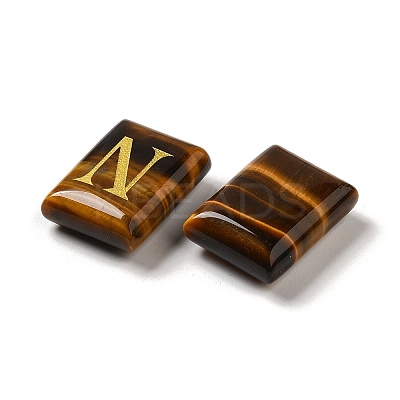 26Pcs Natural Tiger Eye Healing Rectangle with Letter A~Z Display Decorations G-K335-07E-1