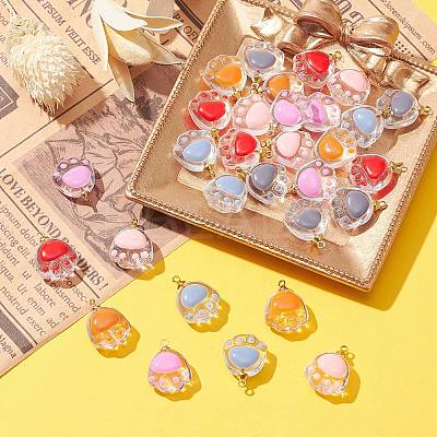30Pcs 6 Colors Transparent Glass Pendants GLAA-CJ0002-17-1