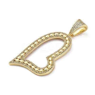 Brass Micro Pave Clear Cubic Zirconia Pendants KK-S510-31G-02-1