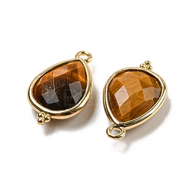 Natural Tiger Eye Faceted Pendants G-M431-15G-09-1