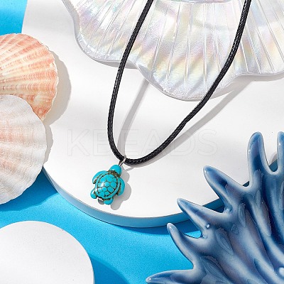 Sea Turtle Synthetic Howlite Pendant Necklaces NJEW-JN05085-1