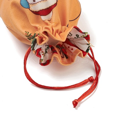 Christmas Theme Rectangle Cloth Bags with Jute Cord LS-ABAG-P008-01D-1