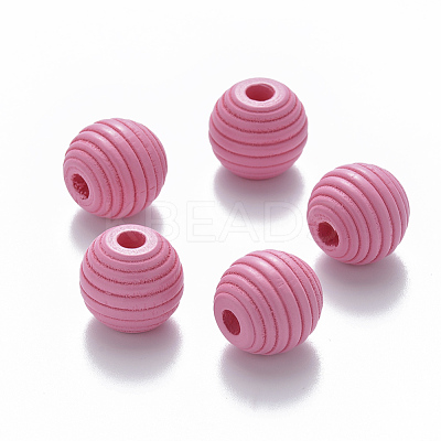 Painted Natural Wood Beehive European Beads WOOD-Q040-019A-A02-1