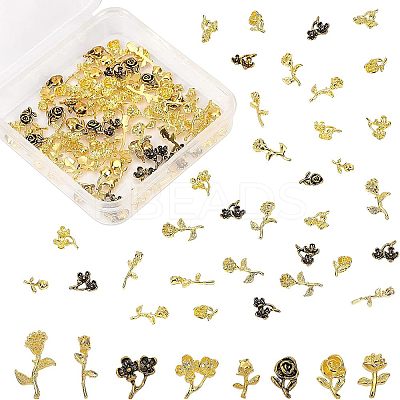 Flower Alloy Cabochons MRMJ-OC0001-96-RS-1