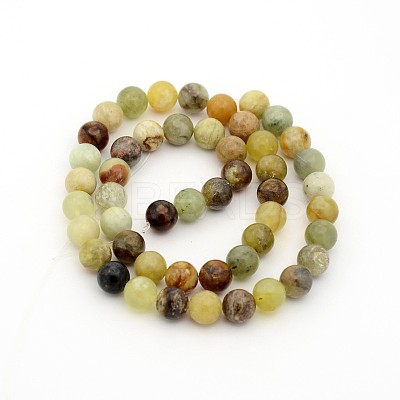 Natural Xiuyan Jade Round Bead Strands G-P070-71-8mm-1