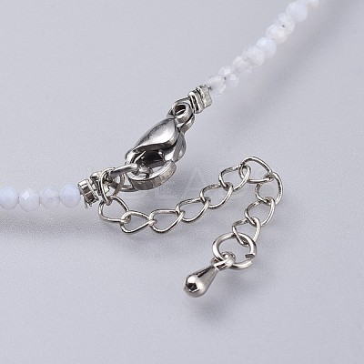 Natural Blue Lace Agate Beaded Necklaces NJEW-JN02492-04-1